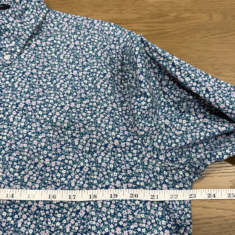 J Crew Slim Flex Washed Shirt Micro Floral Button Down Large Artsy Spring Office - Picture 9 of 11